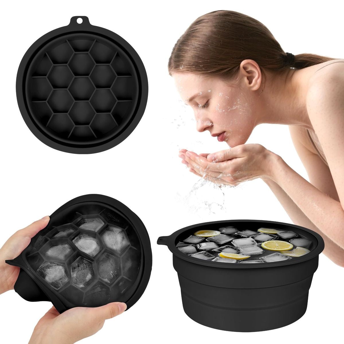 Silicone Face Ice Bath Bowl with Ice Mold Tray